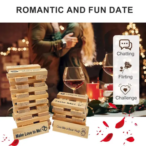 Couple's Game Night Intimacy Block Tower Jenga Game - Valentine's Day