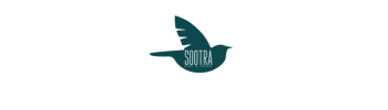 Minimalist circular Sootra logo with a golden 'S,' teal and lavender gradient background, and elegant golden branch accents.