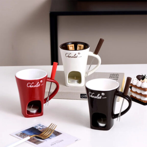 Fondue Mug Set Personal Mini Fondue Pots Chocolate Cheese Ice Cream Fondue Maker Kit Individual Butter Melter Cup Small Warmer Kitchen Gadgets - Image 7